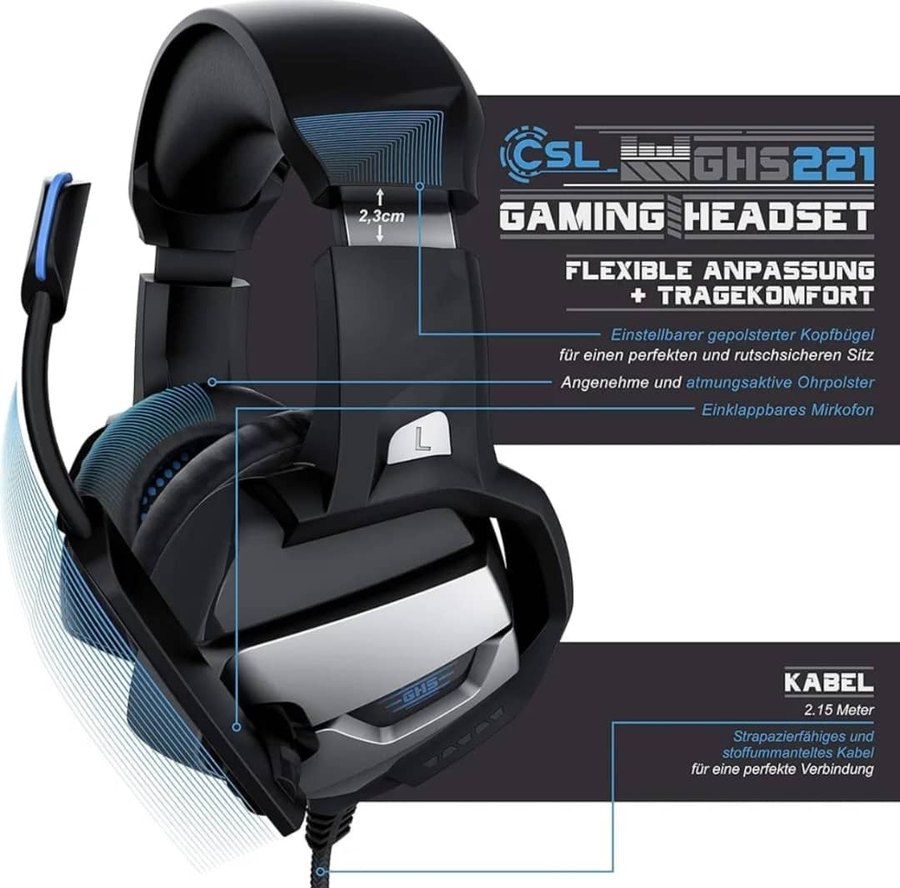 Casque gaming CSL GHS221